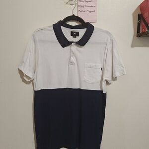 Obey Worldwide Color Block White Navy Blue Polo Size Small Sz S Men's Shirt